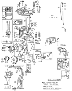 Cylinder,cylinder Hd,piston 2 Diagram and Parts List for 131432-0165-XX  Briggs and Stratton Engine
